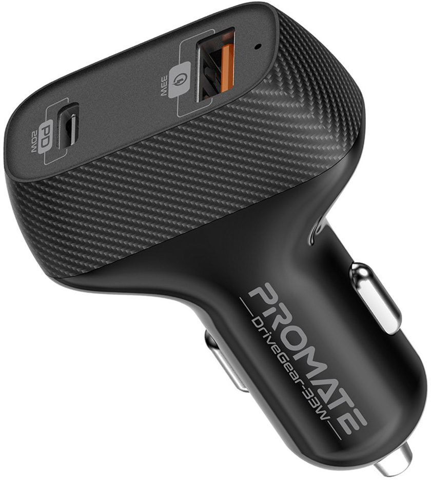 

Автомобильное зарядное устройство Promate DriveGear-33W PD USB-C + QC 3.0 USB-A Black (drivegear-33w.black)