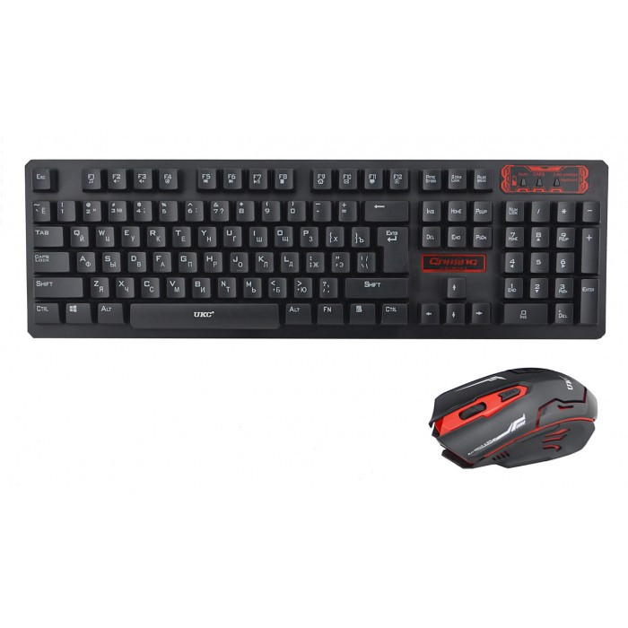 

Русская беспроводная клавиатура + мышка игровая UKC HK6500 с адаптером