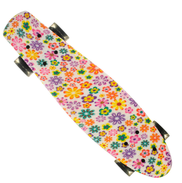 

Пени Борд детский с светящимися колесами. Скейт Penny Board, цветы