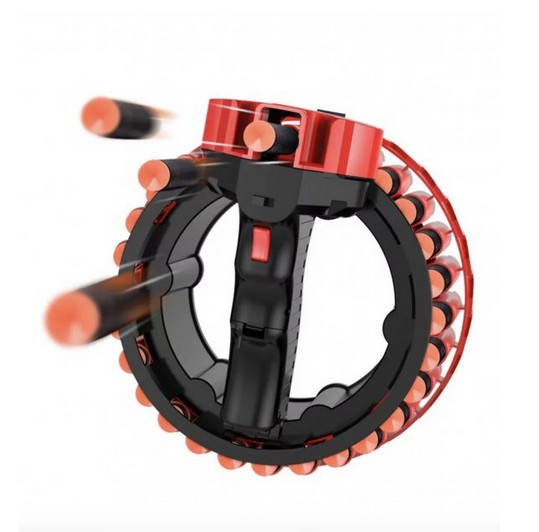 

Автоматический бластер с мягкими 28 пулями-присосками работающий от USB-аккумулятора