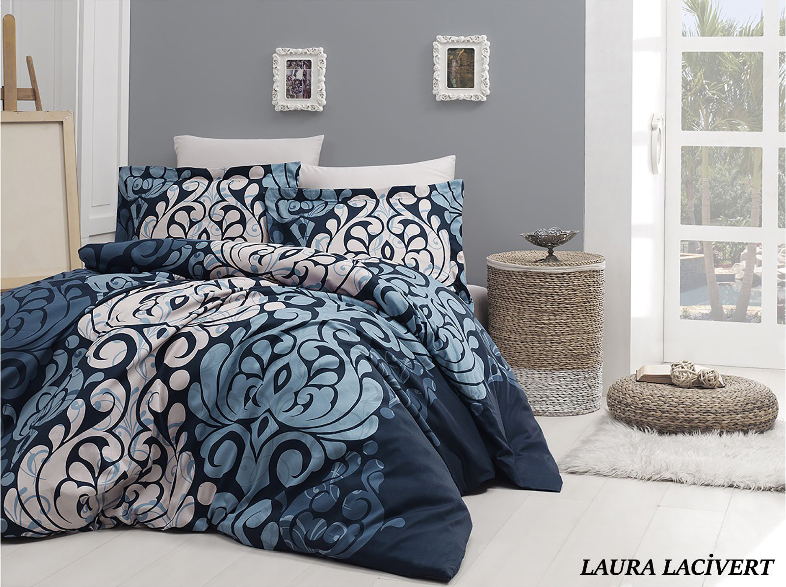 

Постільна білизна Cotton Satin 200 х 220 см Laura Lacivert First Choice k-1940-43