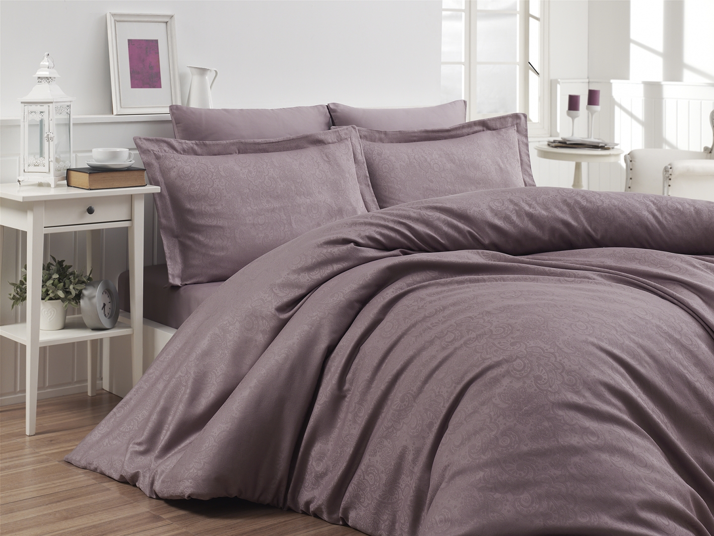 

Постельное белье Jacquard Satin 200 х 220 см Sare Leylak First Choice k-1939-13