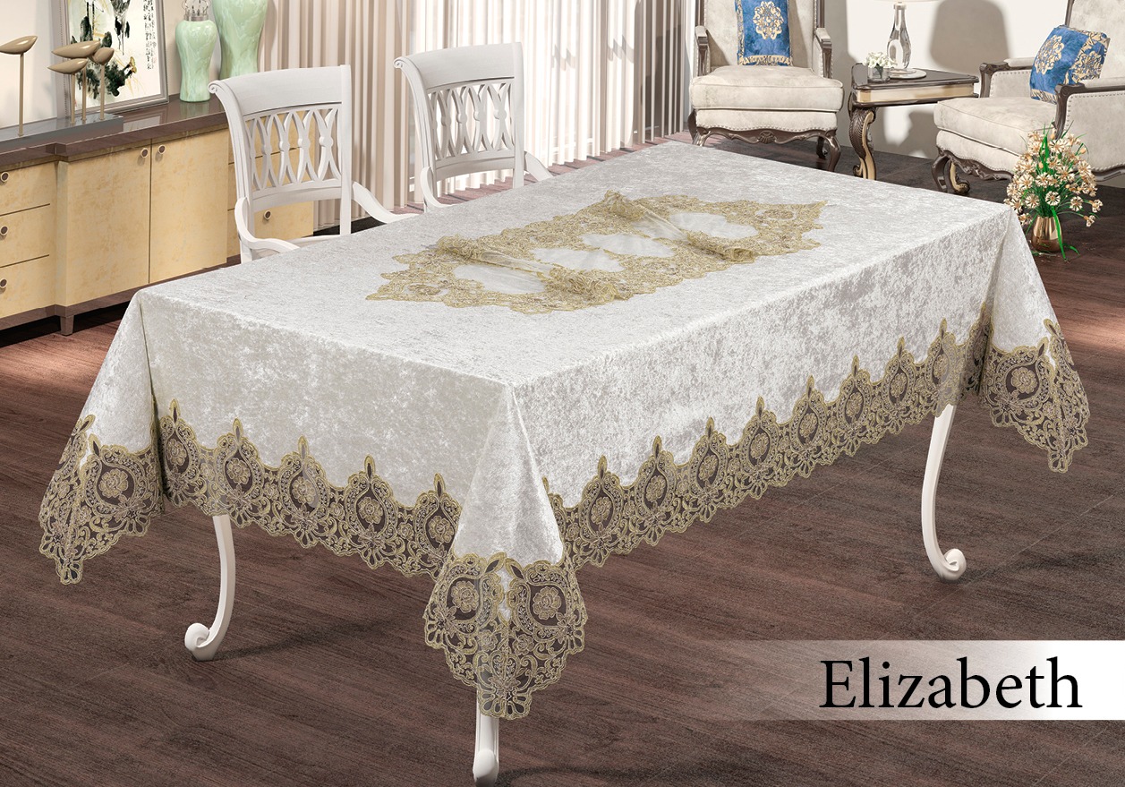 

Велюрова скатертина з мереживом Maison 160×350 Elizabeth Maison k-33002-1