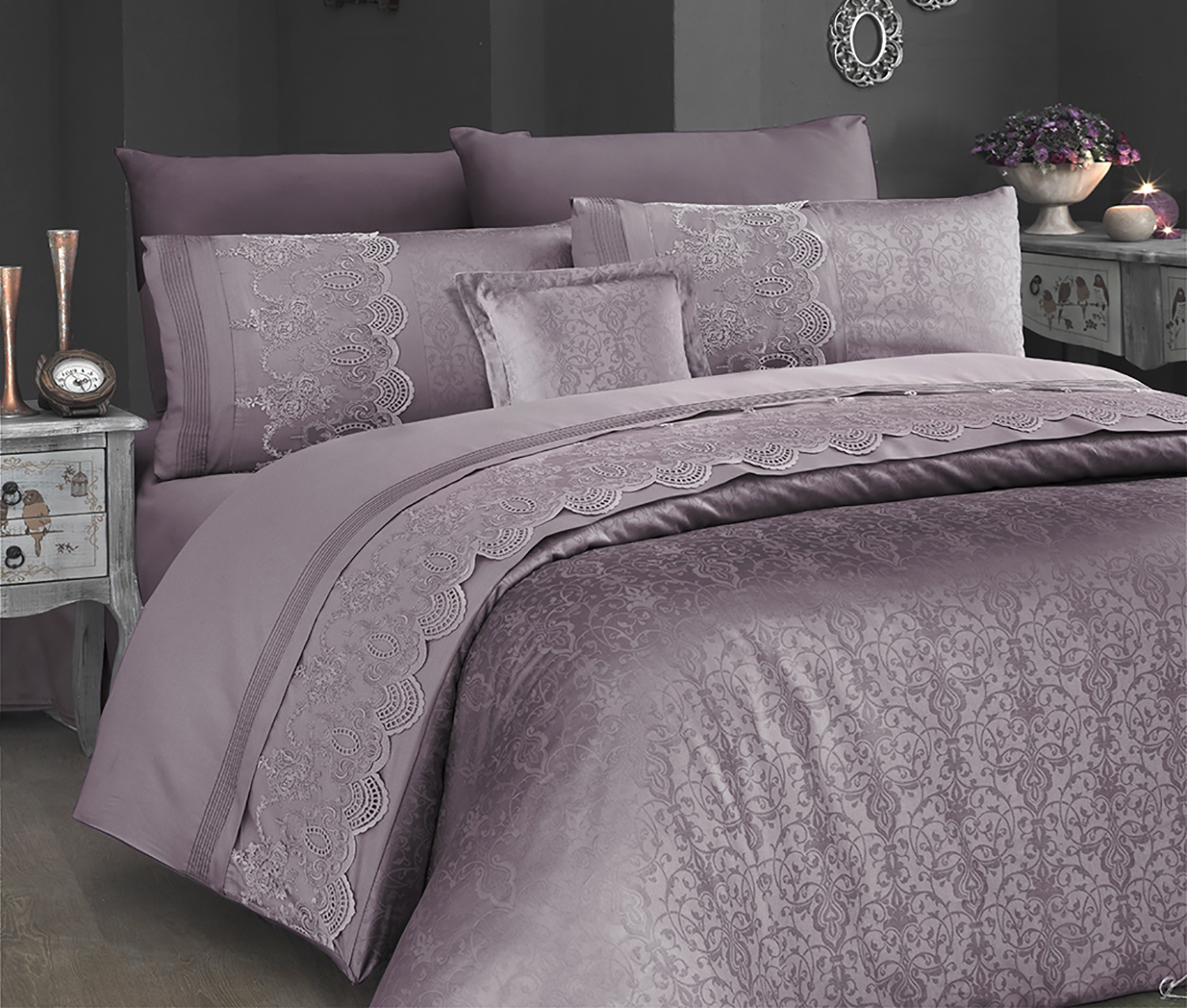 

Постельное белье V.I.P Satin Moonlight 200 х 220 см Hilary Leylak First Choice k-1937-06
