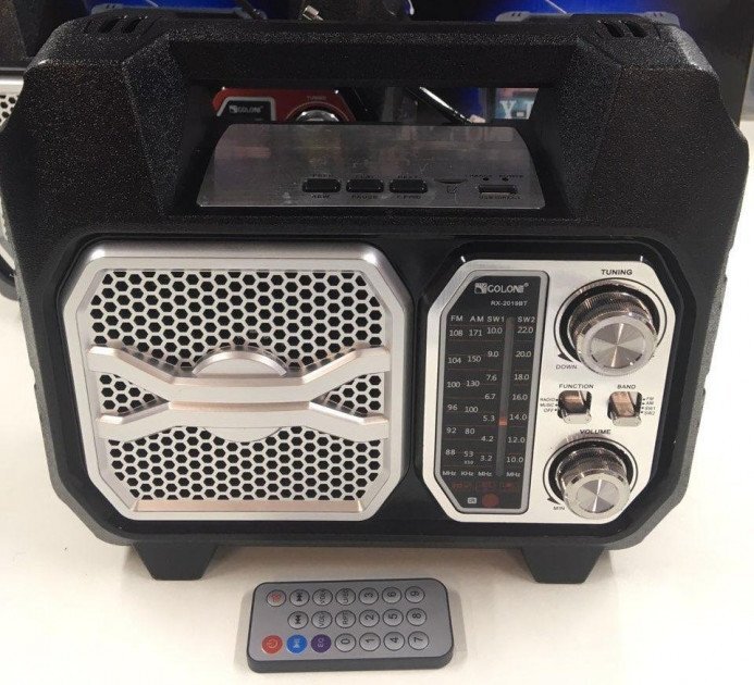 

Портативная акустическая система аккумуляторная радиоприемник с пультом Bluetooth, USB, AUX, SD Golon (RX 2019)