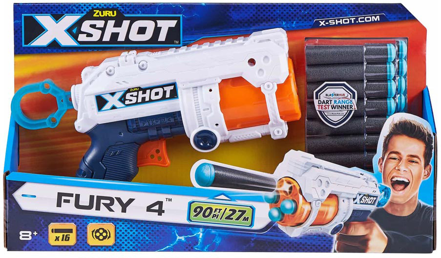 

Скорострельный бластер Zuru X-Shot Excel Fury 4 16 патронов (193052015082)