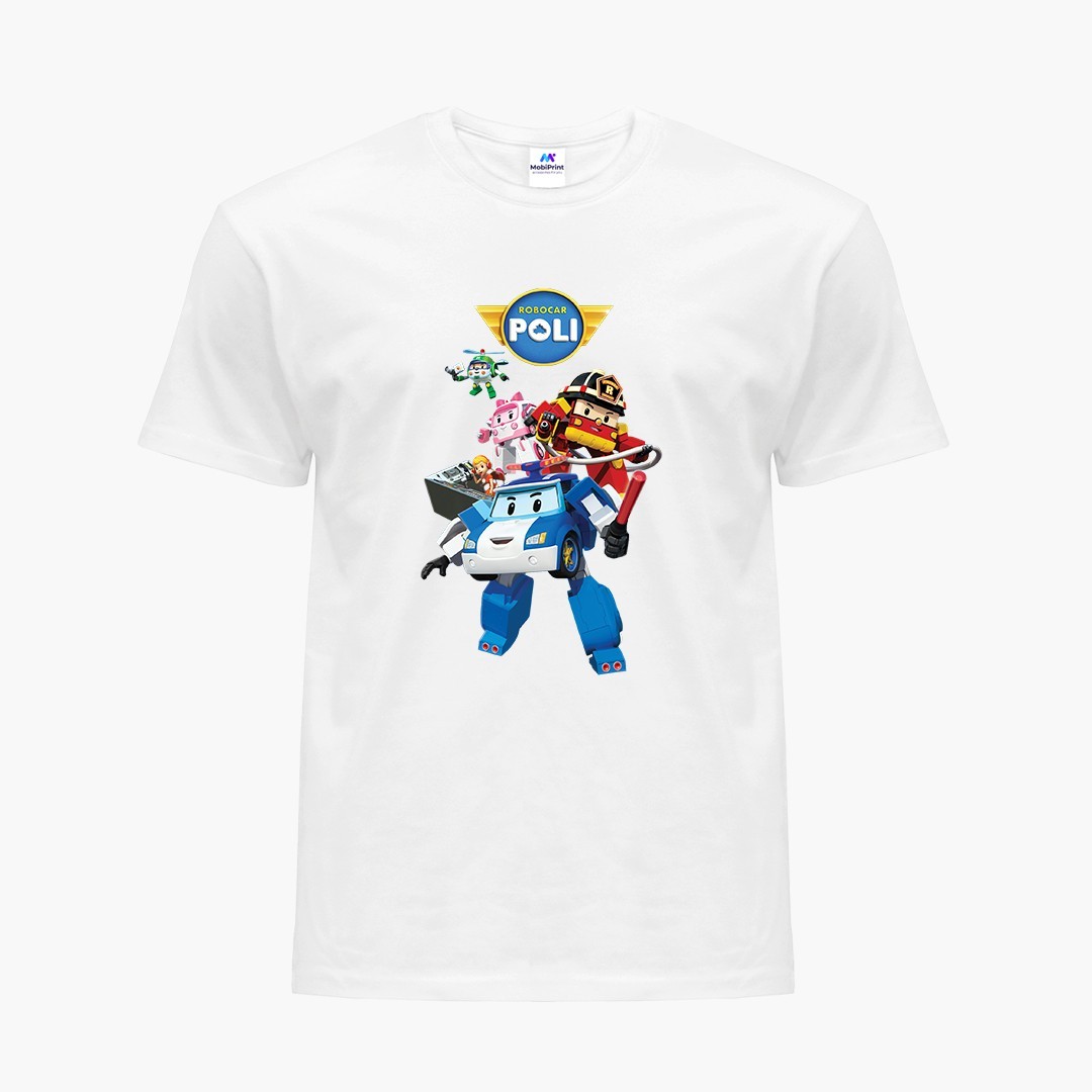 

Детская футболка Робокар Поли (Robocar Poli) (9224-1619) 122-128 см Хлопок Белый