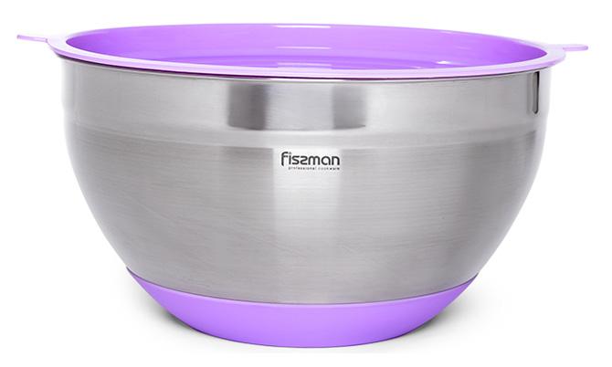 

Миска Fissman MIRABELLE 3л из нержавеющей стали с сиреневой пластиковой крышкой Fissman FN-5112