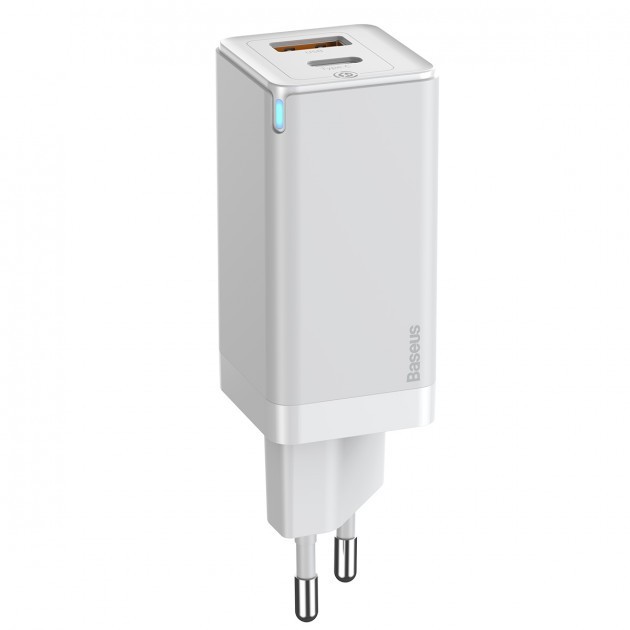 

Зарядное устройство Baseus GaN Quick Charger 45W (Type-С+USB) + кабель USB-C 60W для MacBook/iPad/iPhone/Android white