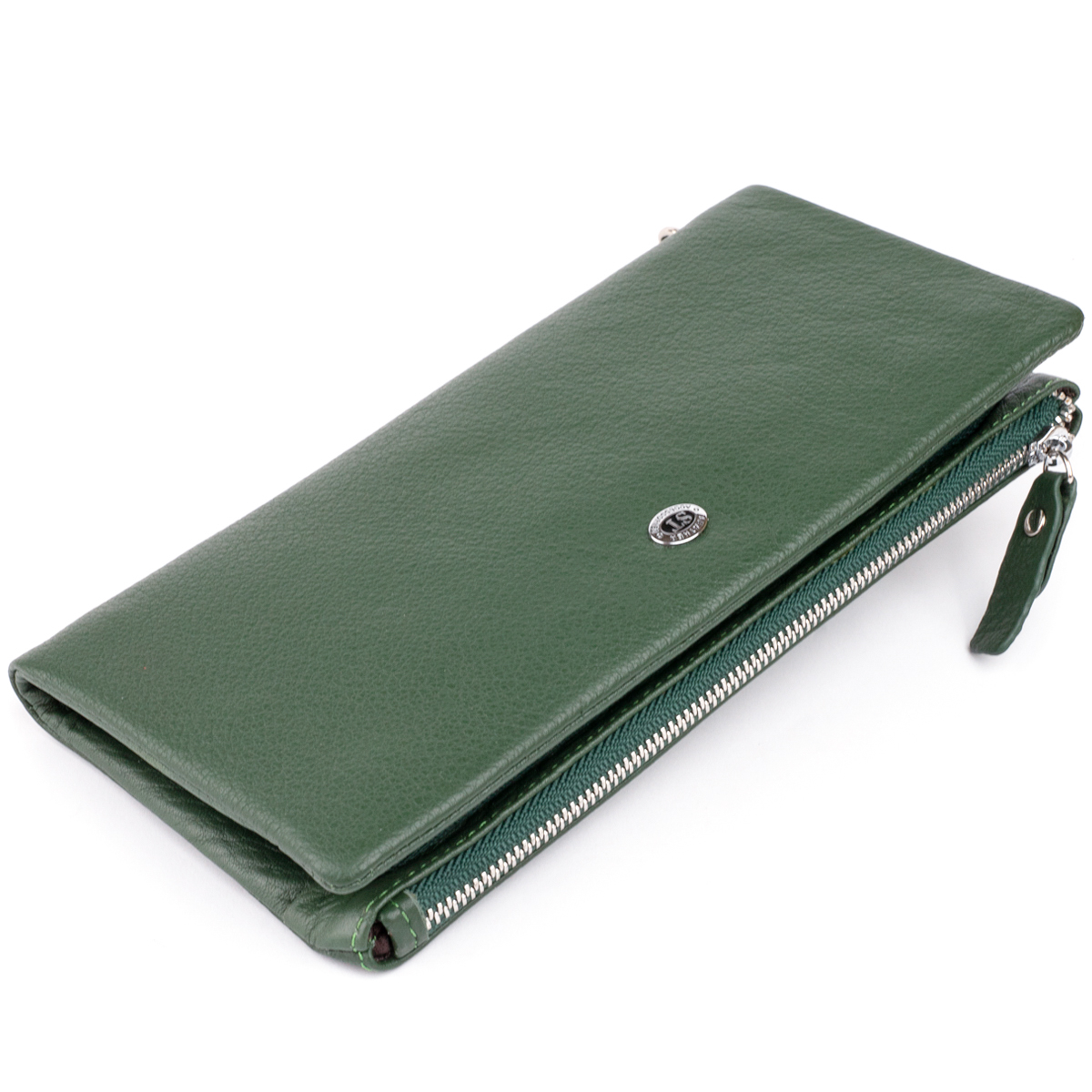 

Женский кожаный кошелек-клатч ST Leather 20,8х10х2 см Зеленый 000155059