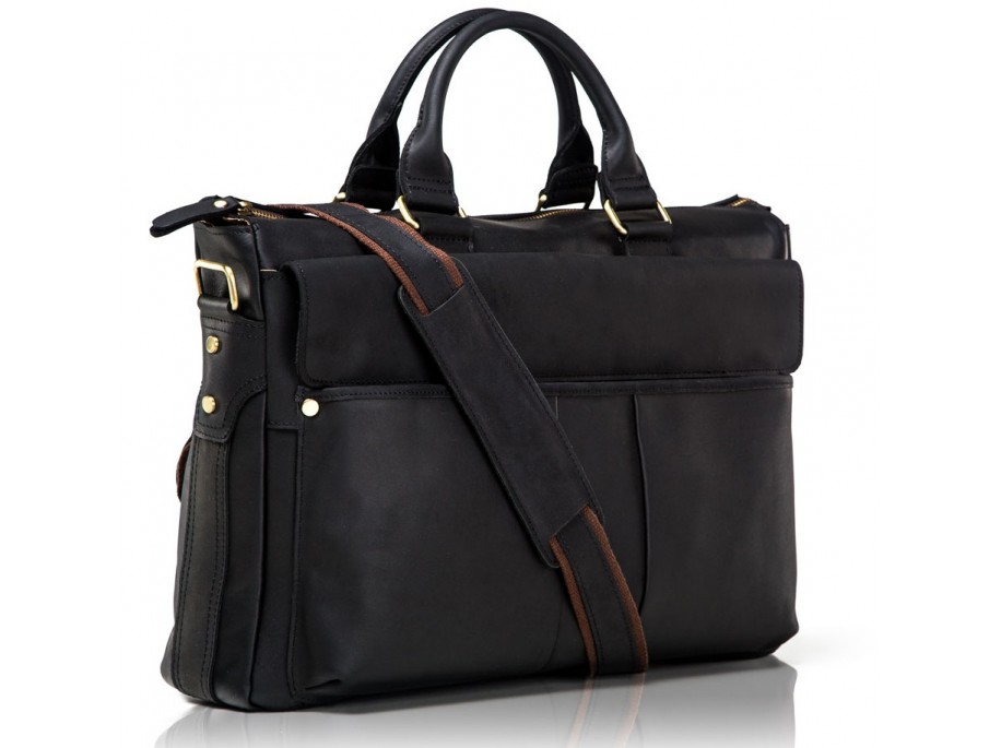 

Мужской кожаный портфель TIDING BAG 43х30х13 см Черный 000153281