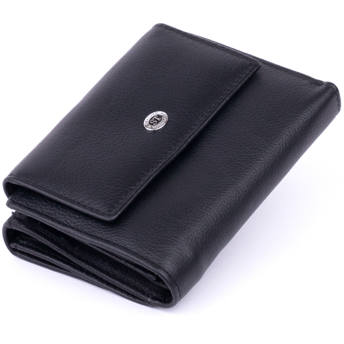 

Женский кожаный кошелек ST Leather 13,5х9,5х3 см Черный 000155501