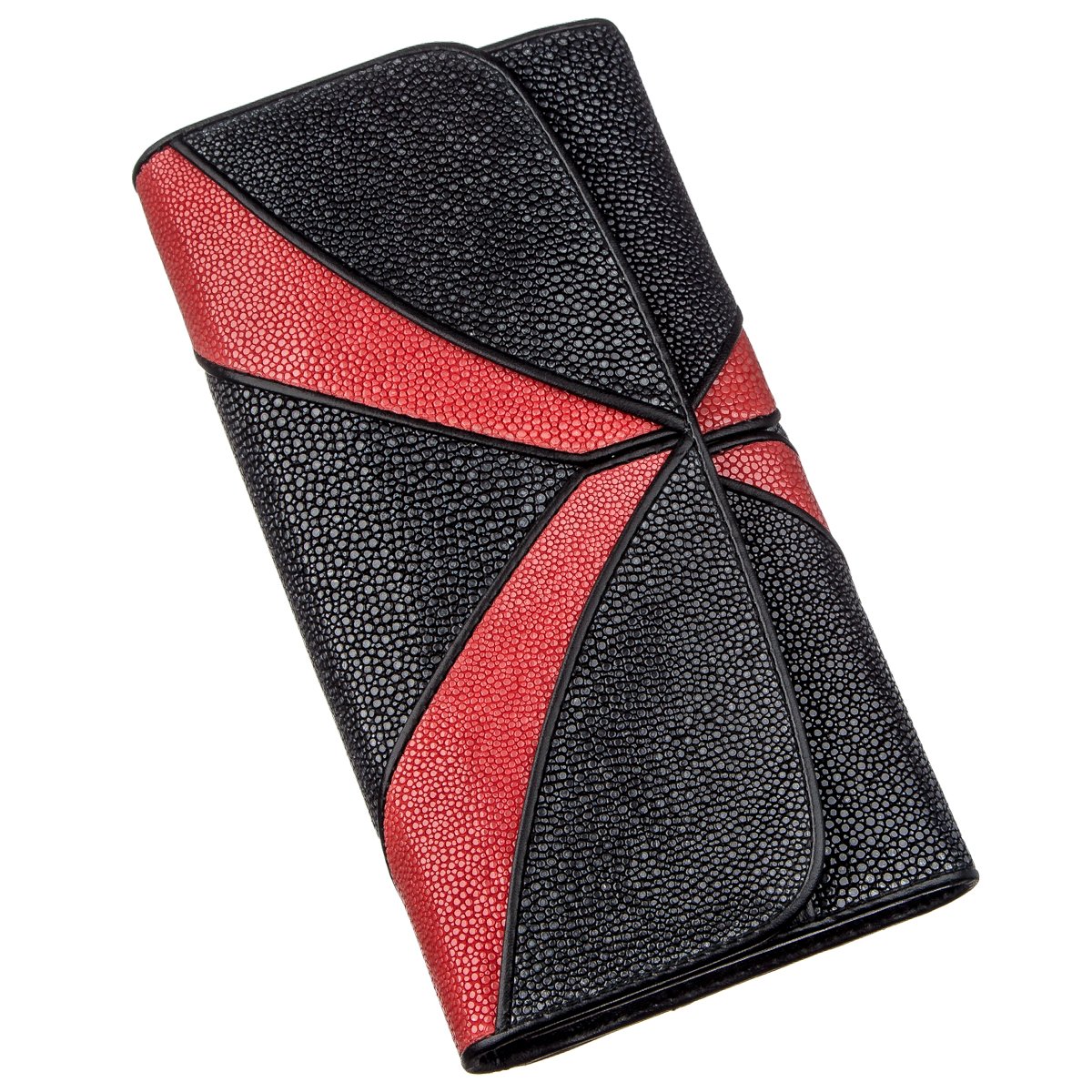 

Женский кожаный кошелек STINGRAY LEATHER 19х10 см Черно-красный 000155263