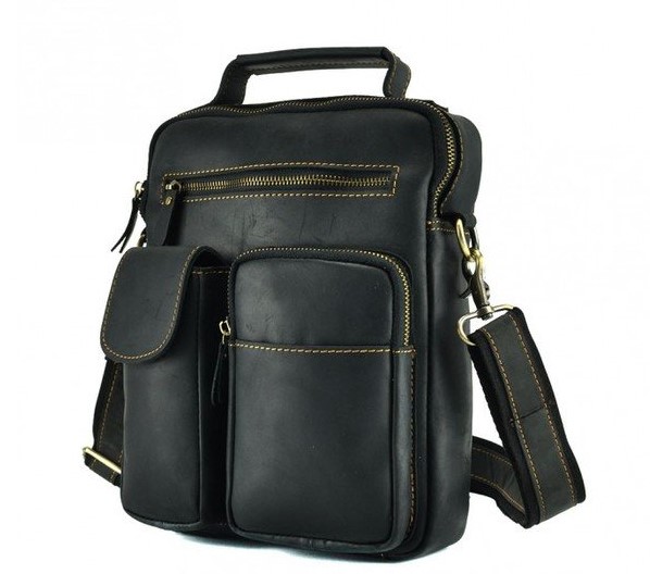 

Мужская кожаная сумка TIDING BAG 21х27х6 см Черный 000153276