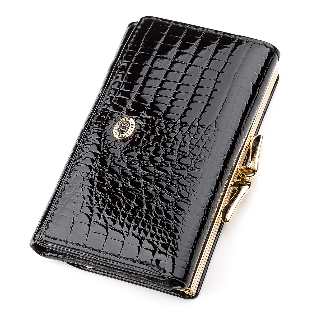 

Женский кожаный кошелек ST Leather 13х8х2,5 см Черный 000155376