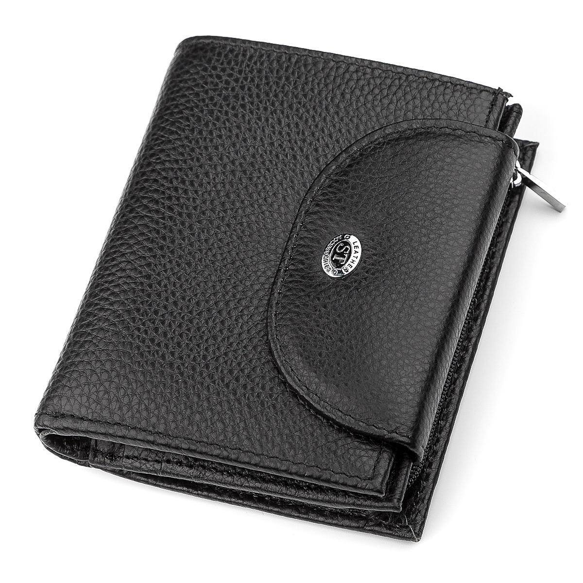 

Женский кожаный кошелек ST Leather 12х10х3 см Черный 000155347