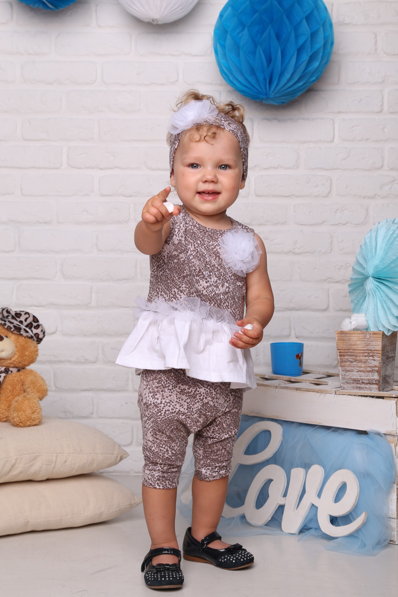 

Комплект Baby Boom Стиляга ( туника + шорты + повязка ) для девочки р 80
