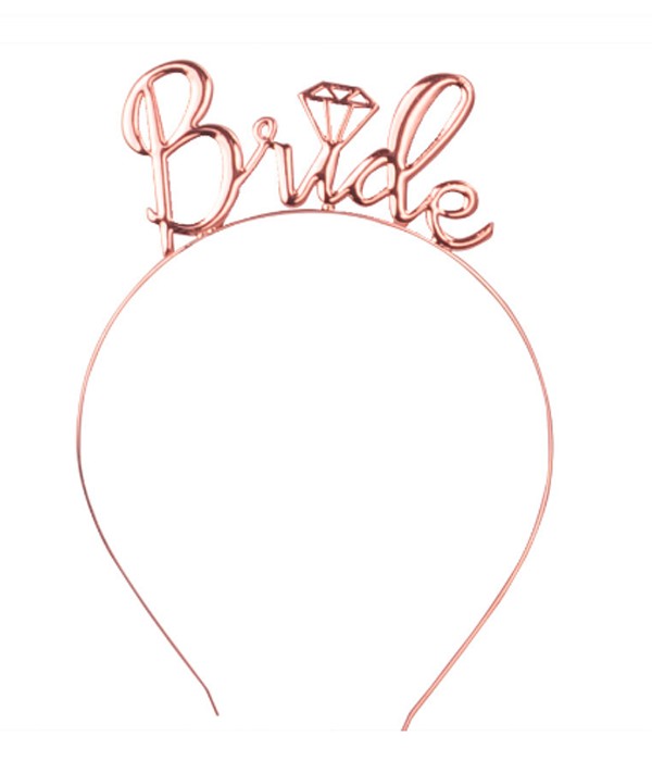 

Обруч для невесты "Bride" металл розовое золото (B224)