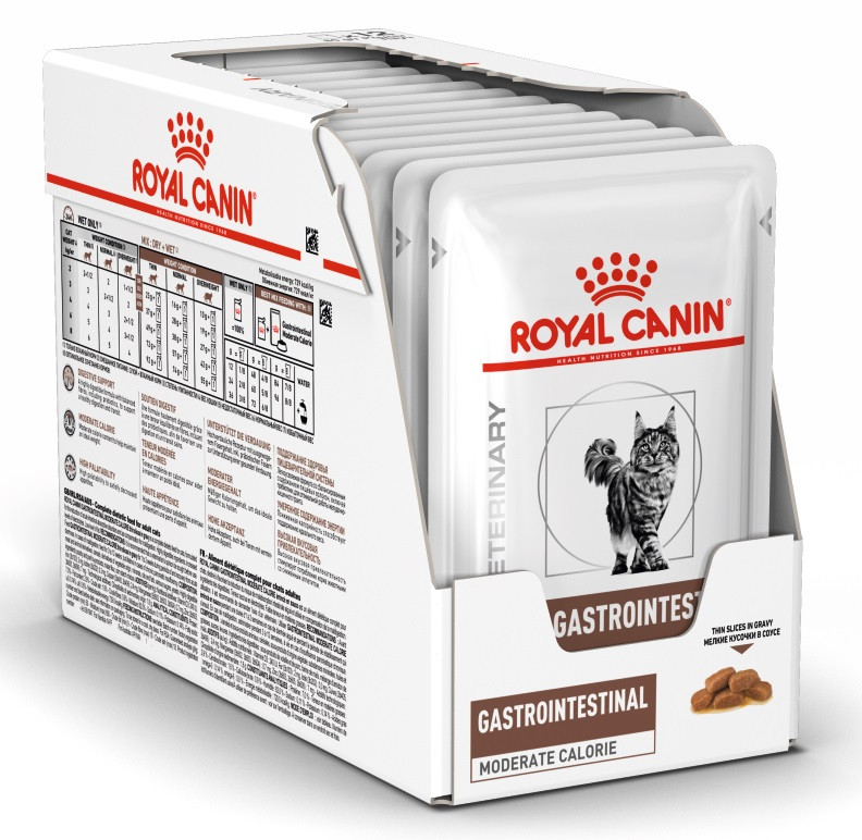 

Влажный корм для кошек Royal Canin Gastro Intestinal Moderate Calorie блок 85 г*12 шт.