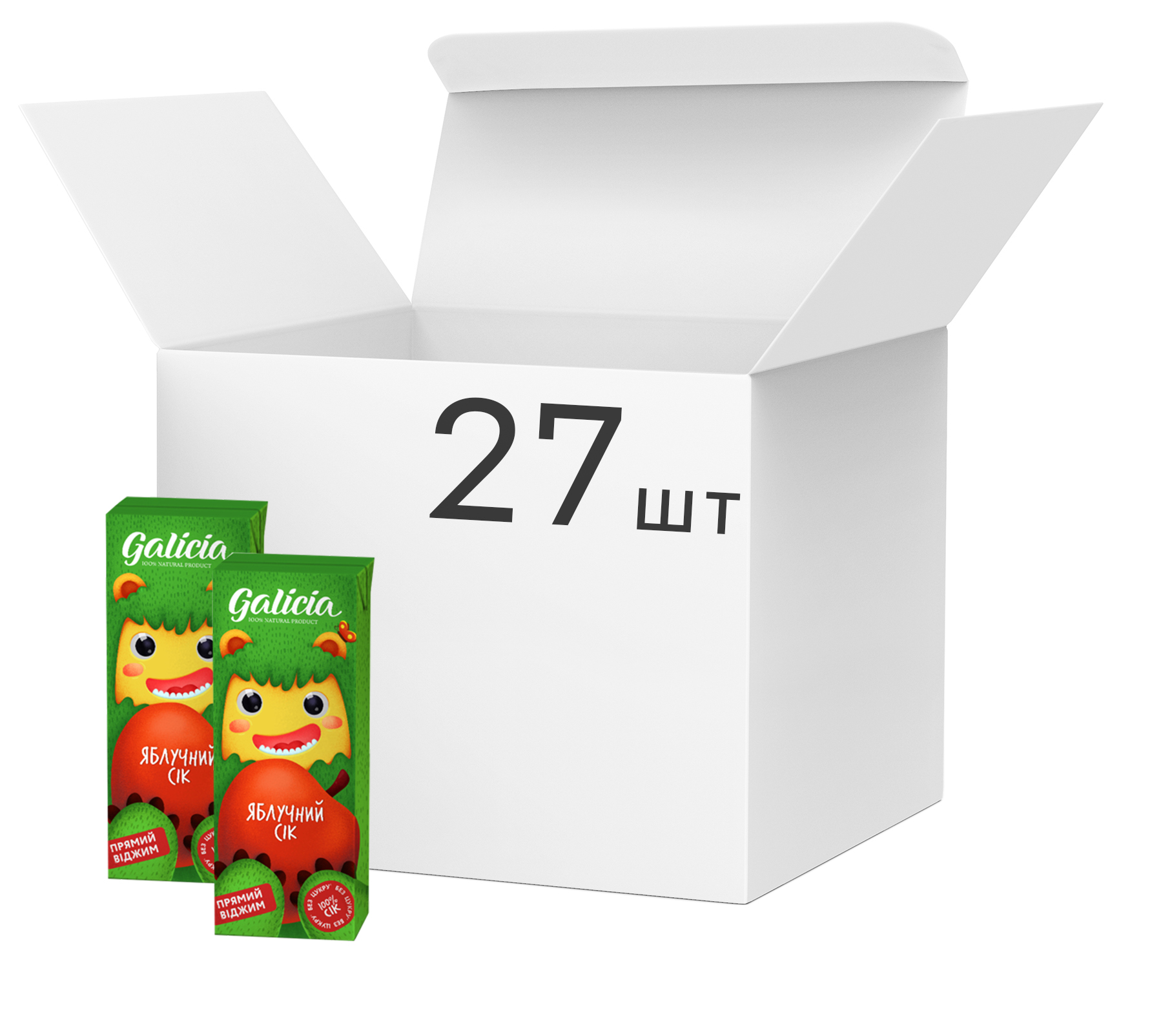 Акція на Упаковка сока Galicia Яблочный прямого отжима неосветленный 0.2 л х 27 шт (4820209560664) від Rozetka UA