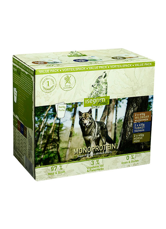 

Набор монопротеиновых паучей для собак Isegrim Roots Multipack 6 x 410г