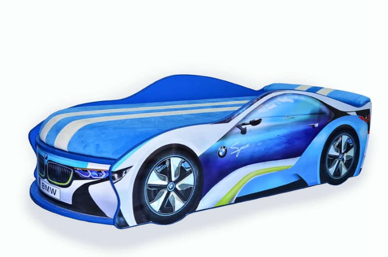 

Кровать машина Mebelkon БМВ Спейс с подъемным механизмом 150х70 синий