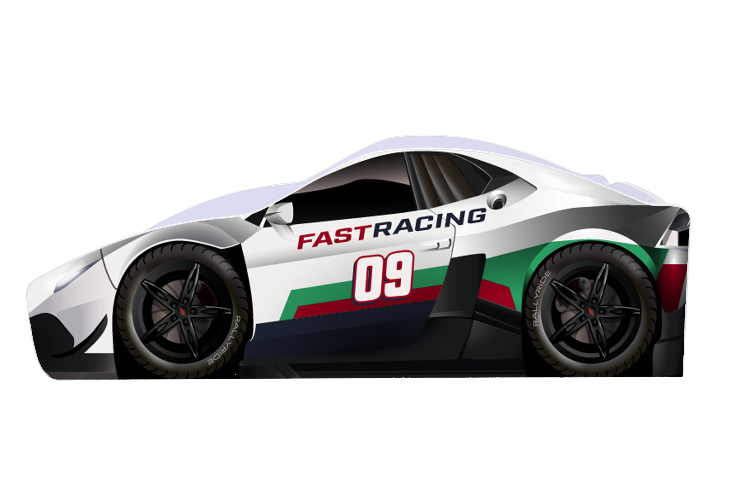 

Кровать машина Viorina Deko серии Бренд Racing 150х70 Белый с зеленым