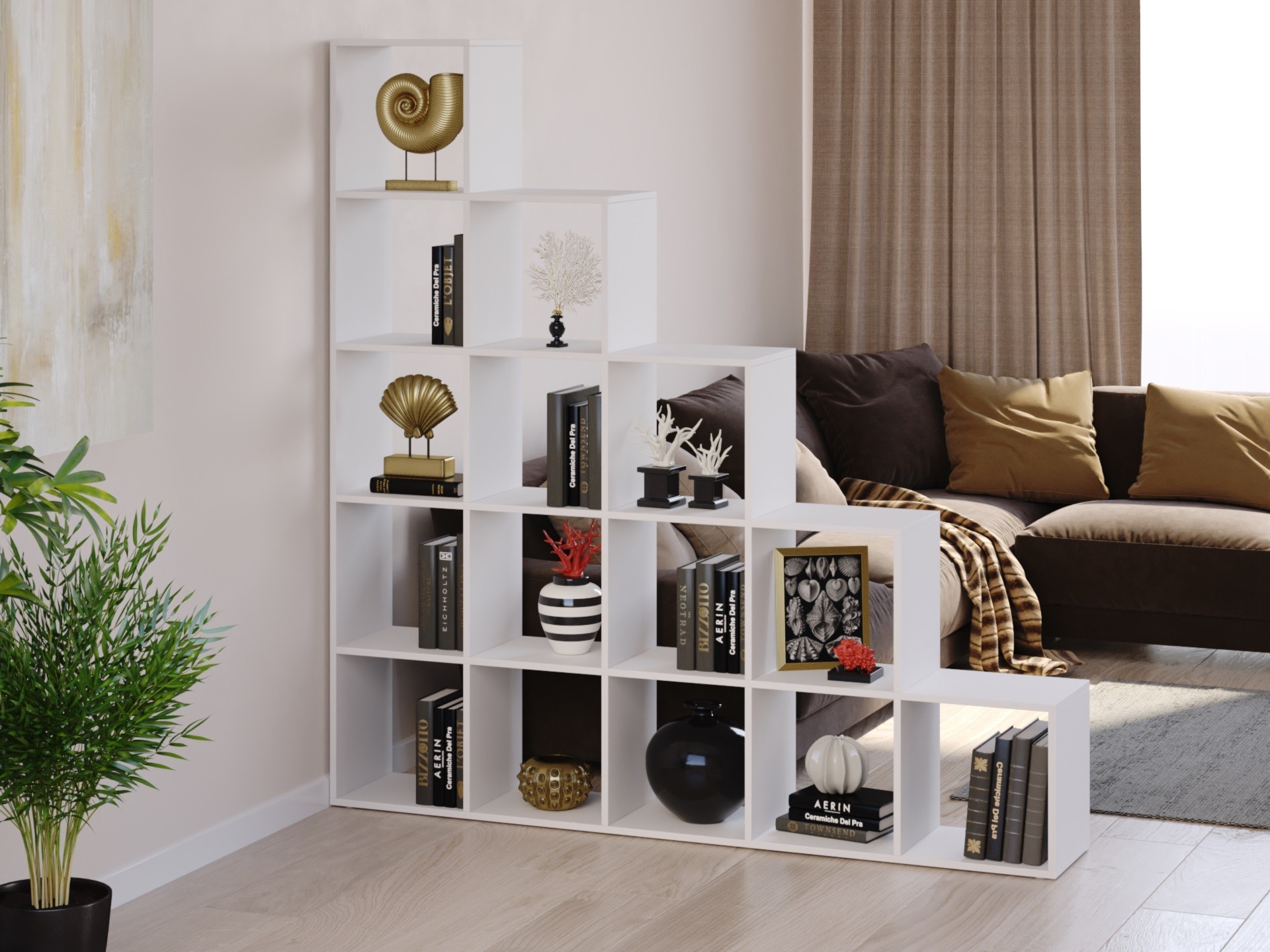 

Стеллаж горка, перегородка для комнаты Moreli Stina В1776*Ш1776*Г300 Белый