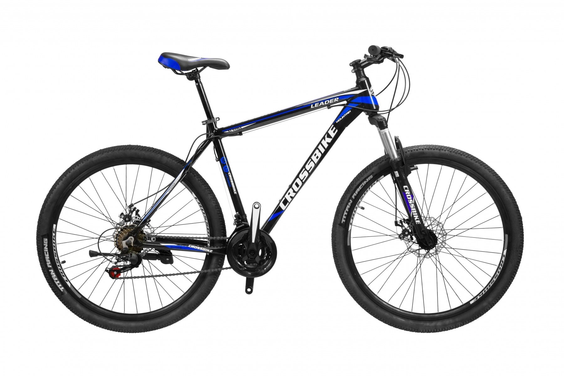 

Велосипед спортивный горный подростковый CROSSBIKE LEADER 27.5" 19" 2021 черно синий