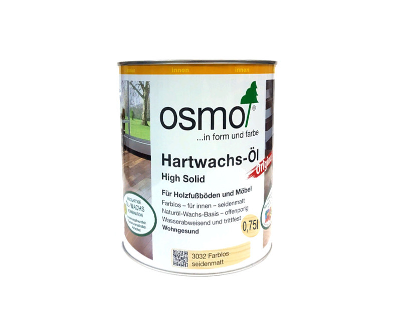 

Масло с твердым воском OSMO HARDWACHS-OL ORIGINAL для пола и изделий из древесины 3032-шелк.-матовое 0,75л