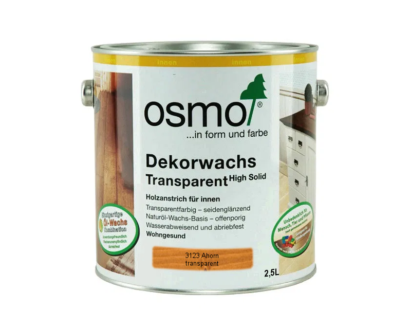 

Масло защитное OSMO DEKORWACHS TRANSPARENTE FARBTONE для древесины 3123 - Клен 2,5л