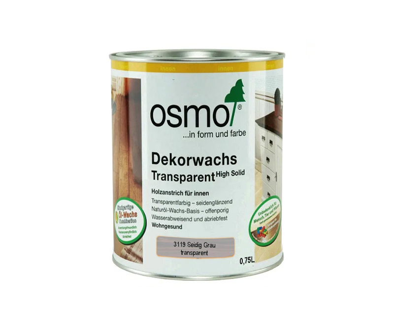 

Масло защитное OSMO DEKORWACHS TRANSPARENTE FARBTONE для древесины 3119 - Шелковисто-серое 0,75л