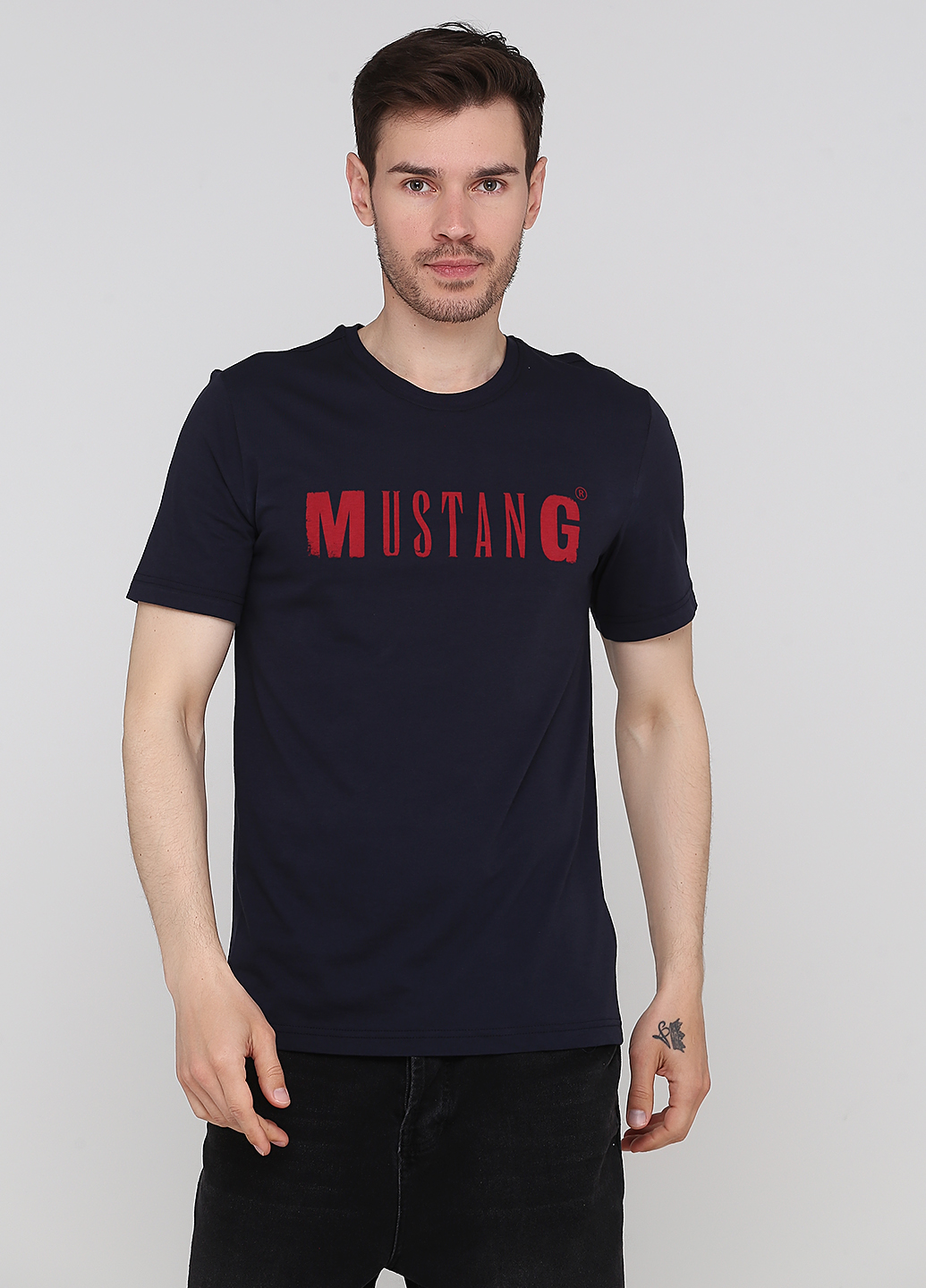 

Футболка мужская Mustang Синяя с красным принтом, Футболка мужская Mustang Синяя с красным принтом S