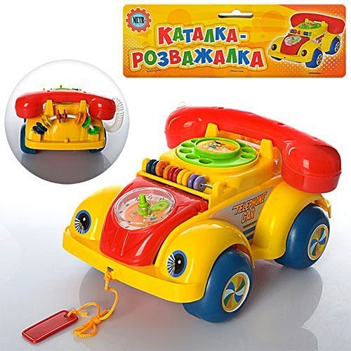 

Развивающая игрушка Toy Kingdom каталка Машина Телефон для малышей на веревке счеты Каталка-розважалка 22 x 19 x 13 см 705P