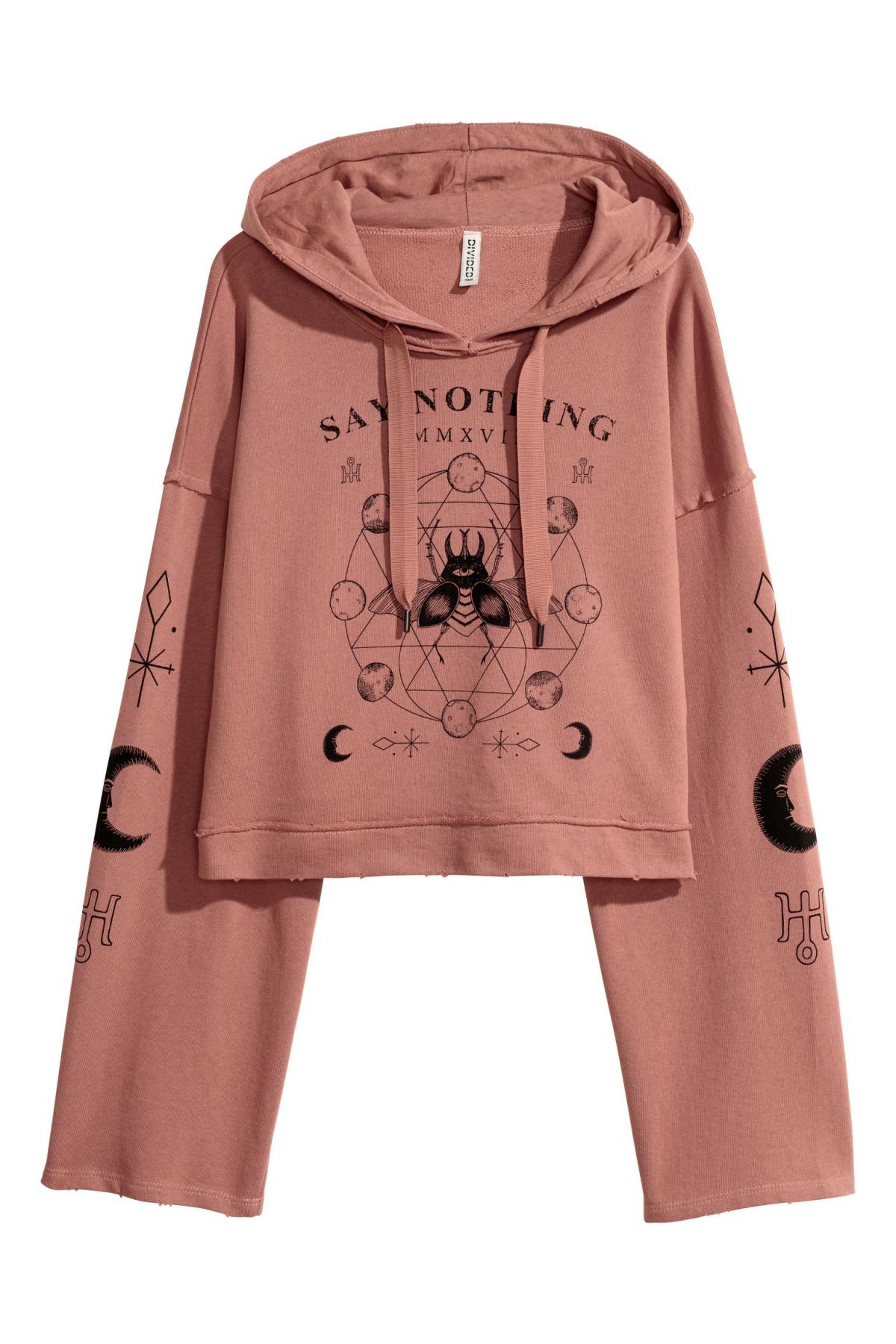 

Короткий худи с принтом H&M s Розовый