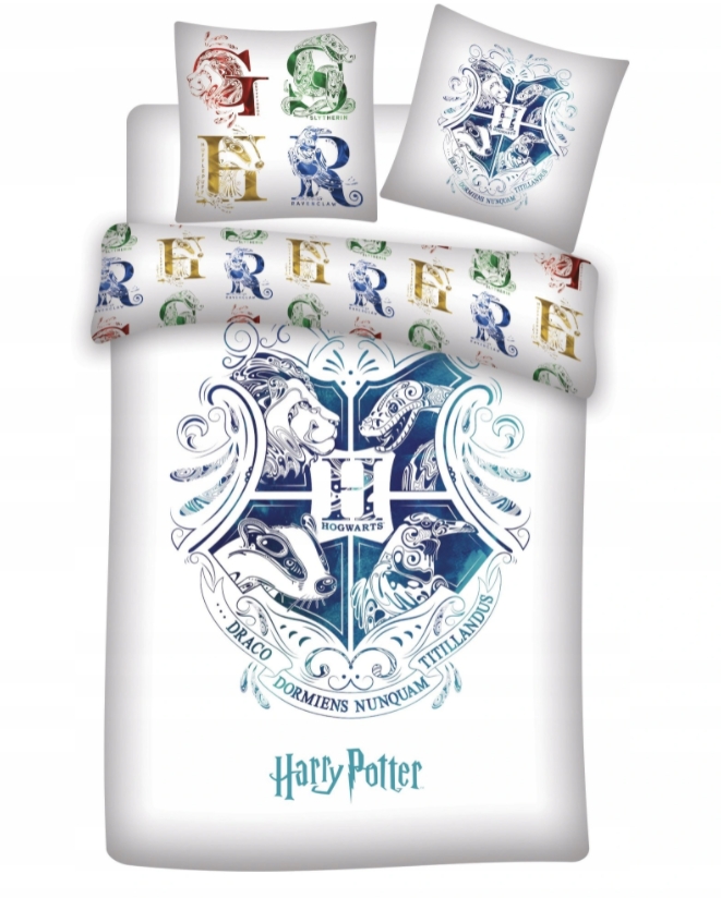 

Детское постельное бельё, подростковое Гарри Поттер Hogwarts Герб, хлопок, двустороннее (наволочка+пододеяльник), по лицензии Harry Potter 140 x 200 см