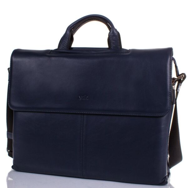

Мужской синий кожаный портфель Y.S.K SHI877-18-6FL