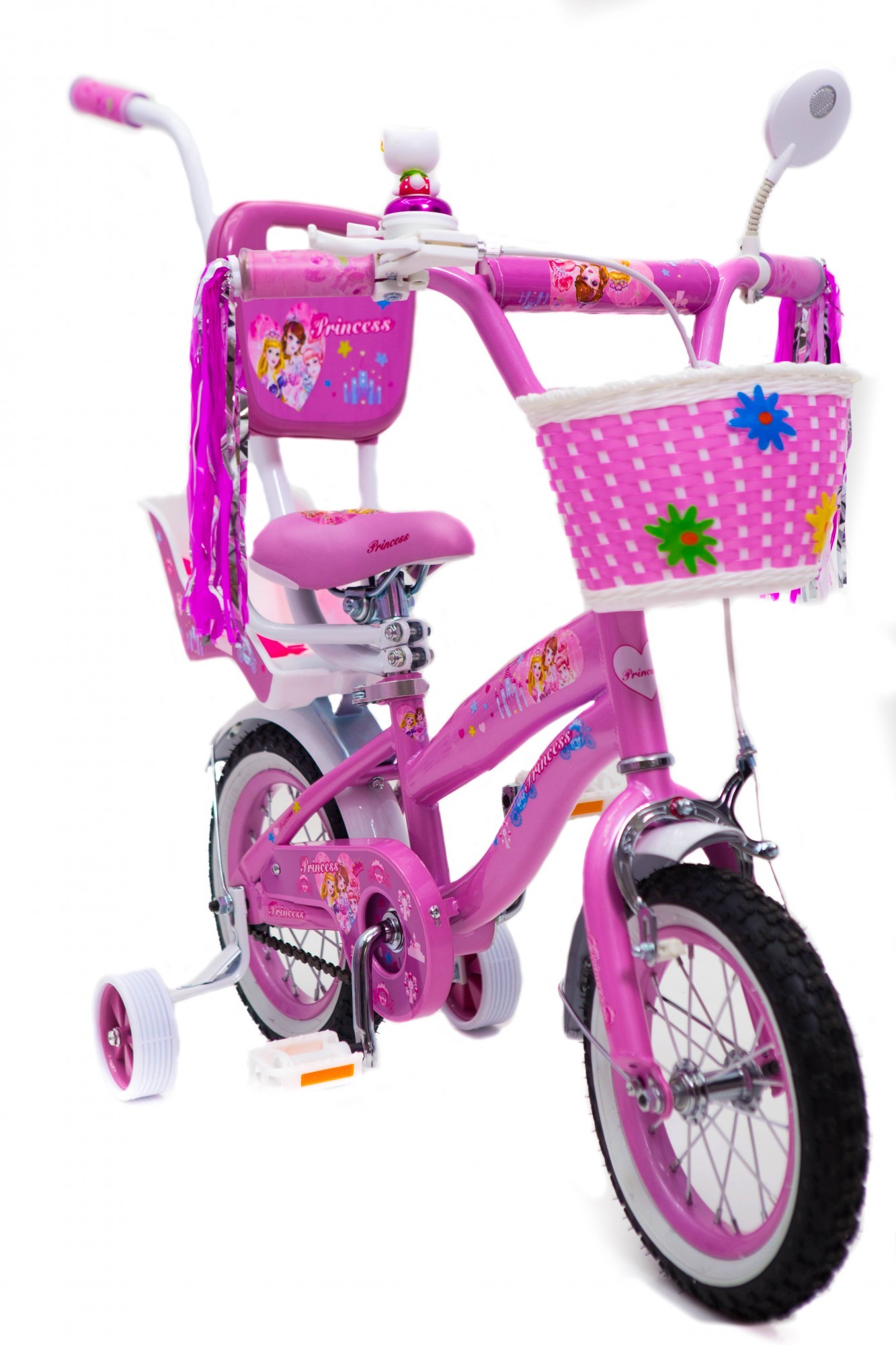 

Детский велосипед с корзинкой и багажником Princess 12 дюймов розовый от 3 лет