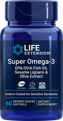 

Рыбий жир Super Omega-3 EPA/DHA Fish Oil, Sesame Lignans & Olive Extract Life Extension 60 капсул (LE084)