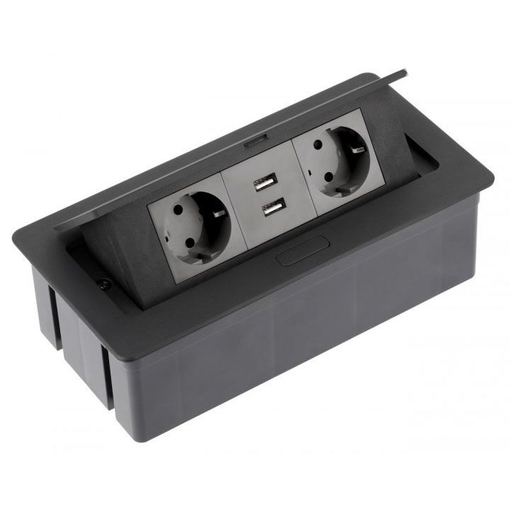 

Врезной настольный блок на 2 розетки 2xUSB Soft GTV черный, с проводом 1,5м (AE-PBSUC2GS-20)