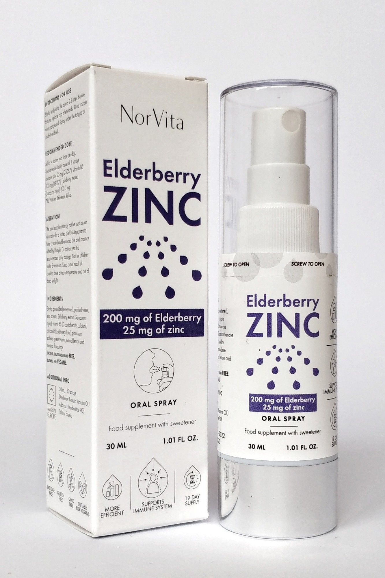 

Цинк з екстрактом бузини (Zn+Elderberry) NorVita Спрей 30 мл