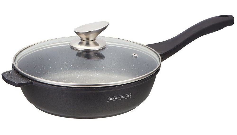 

Сковорода с мраморным покрытием с крышкой Royalty Line RL-BDF28ML Черная