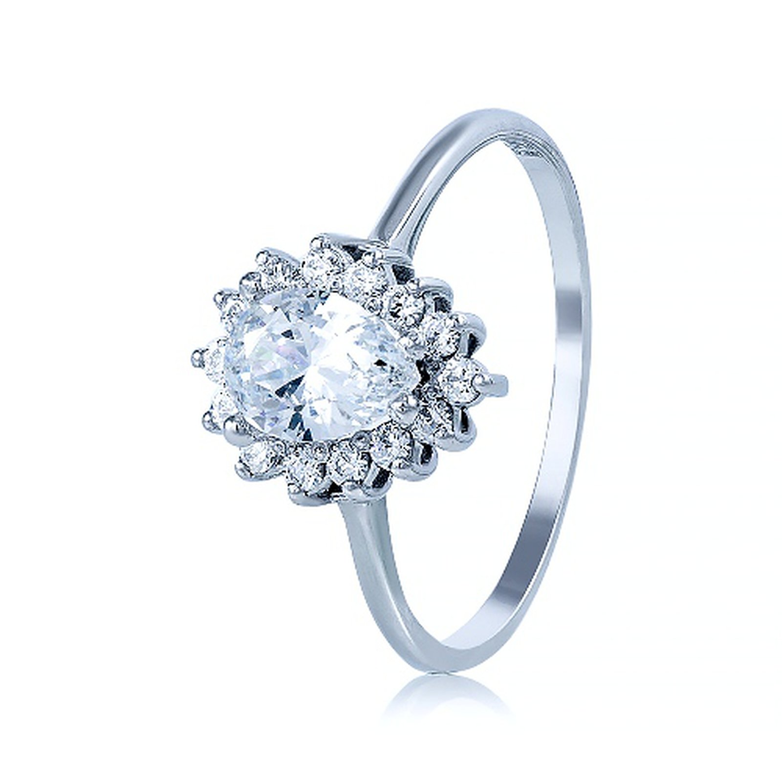 

Кольцо из белого золота с куб. циркониями и Swarovski Zirconia 310737, размер 17