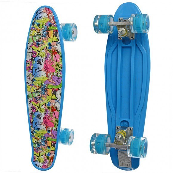

Скейт Пенни борд Penny board Profi с рисунком для детей и подростков Синий RLMS 0749-8