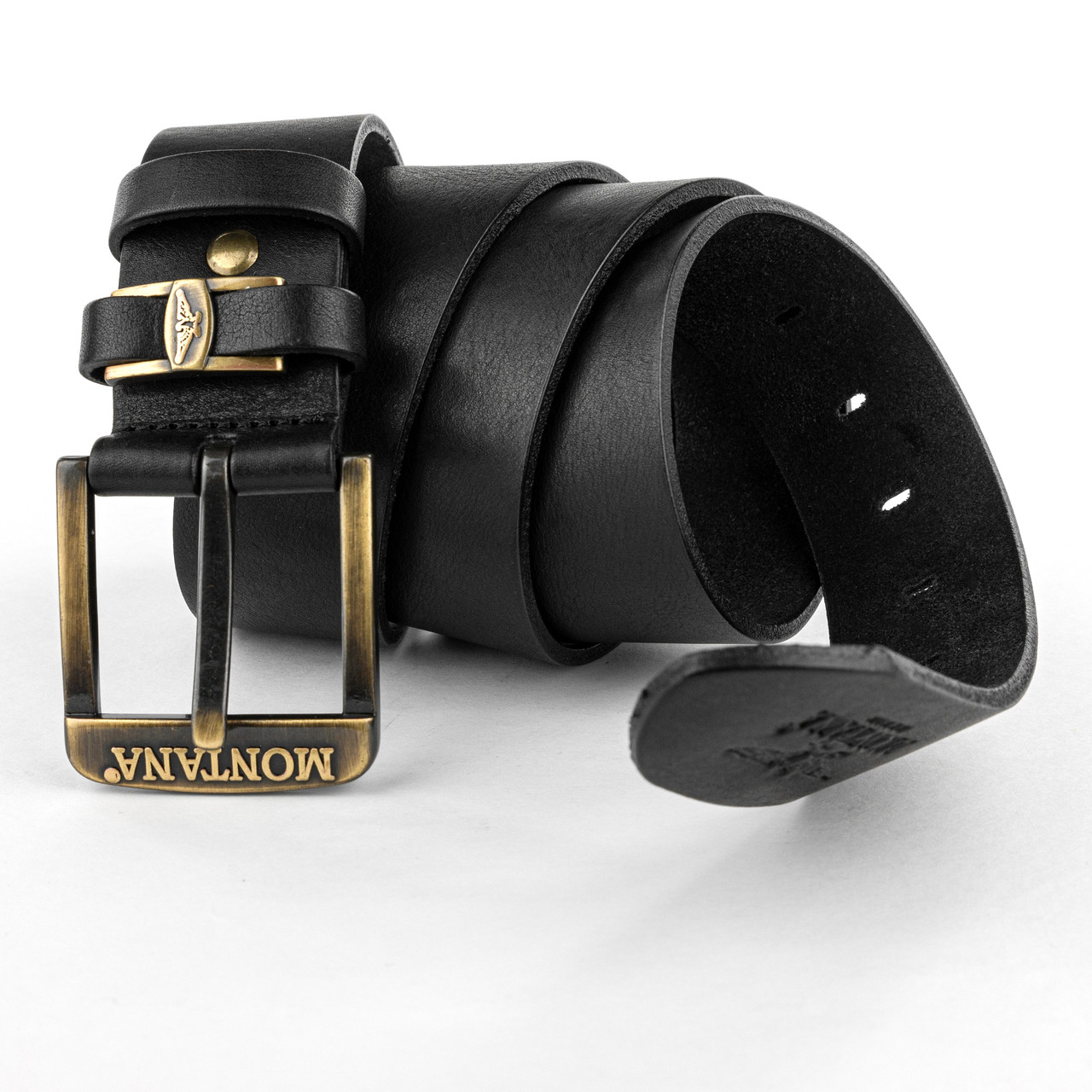 

Мужской ремень оригинальный кожаный Montana чёрный (54) 135 см 31020 black/gold