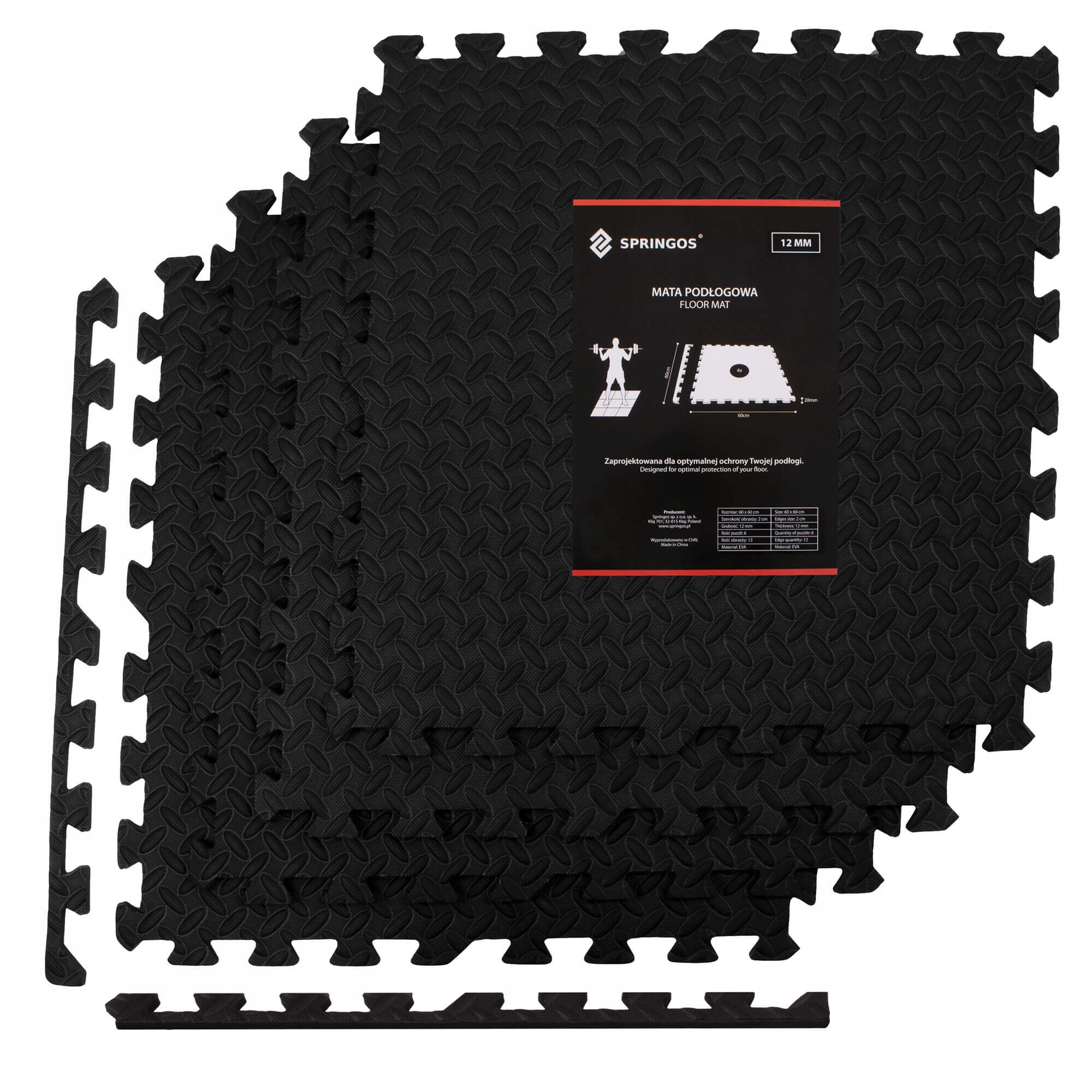 

Мат-пазл (ласточкин хвост) Springos Mat Puzzle EVA 120 x 120 x 1.2 cм FM0004 Black