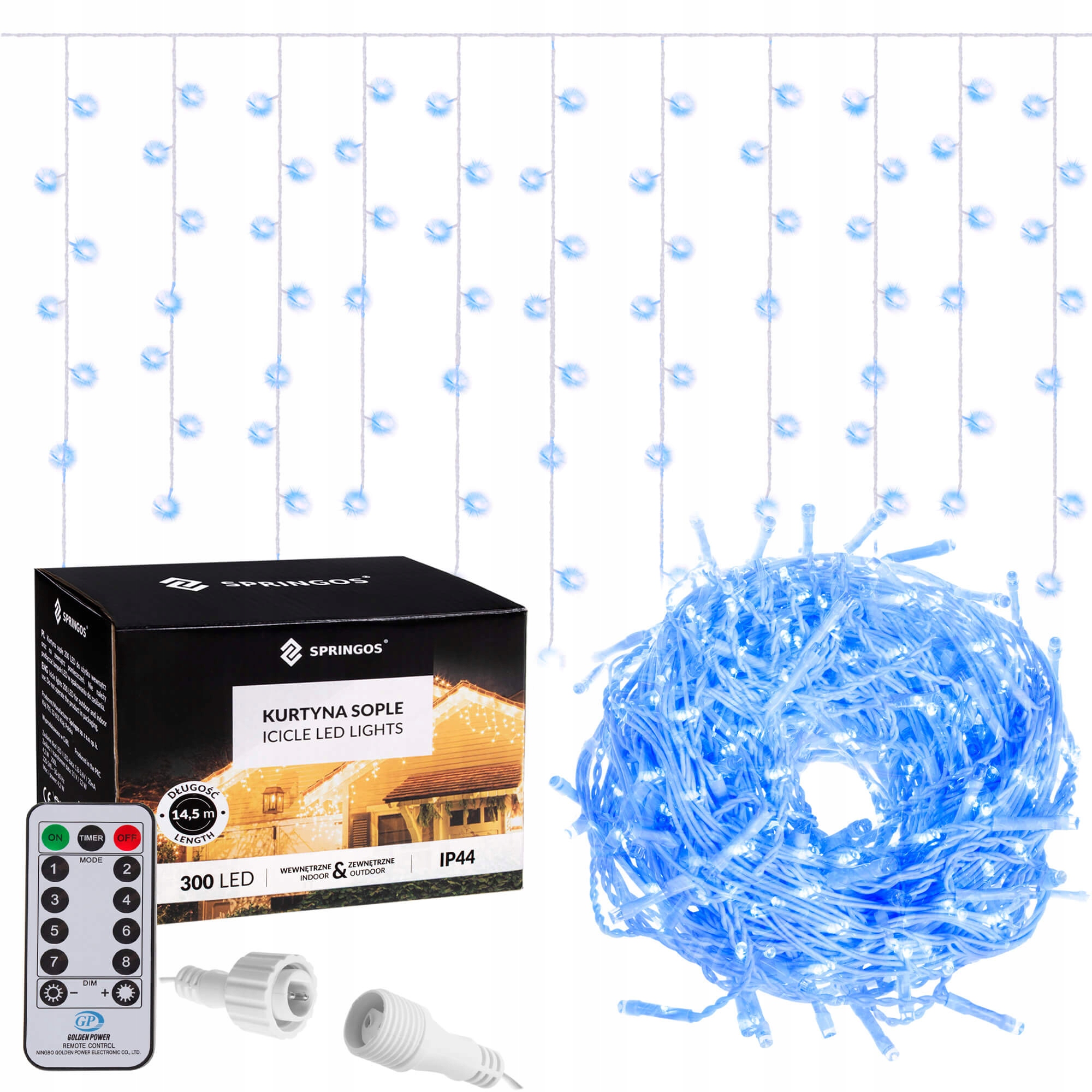 

Гирлянда бахрома уличная (наружная) Springos 12 м 300 LED Pilot CL306 Blue