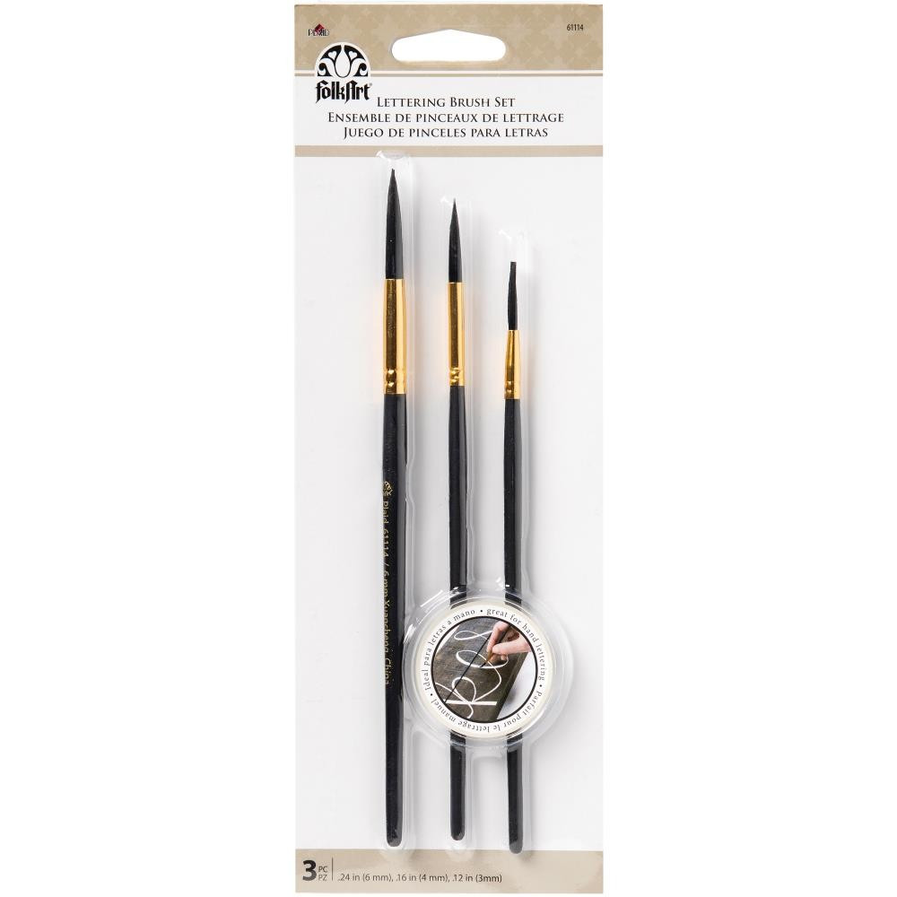 

Набор кистей для леттеринга FolkArt Painting Tool Lettering Brush Set 3шт - 3mm, 4mm & 6mm