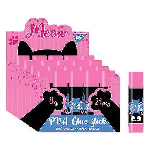

Клей-карандаш 8г, PVA "Meow" 24 шт. в упак YES (320252)