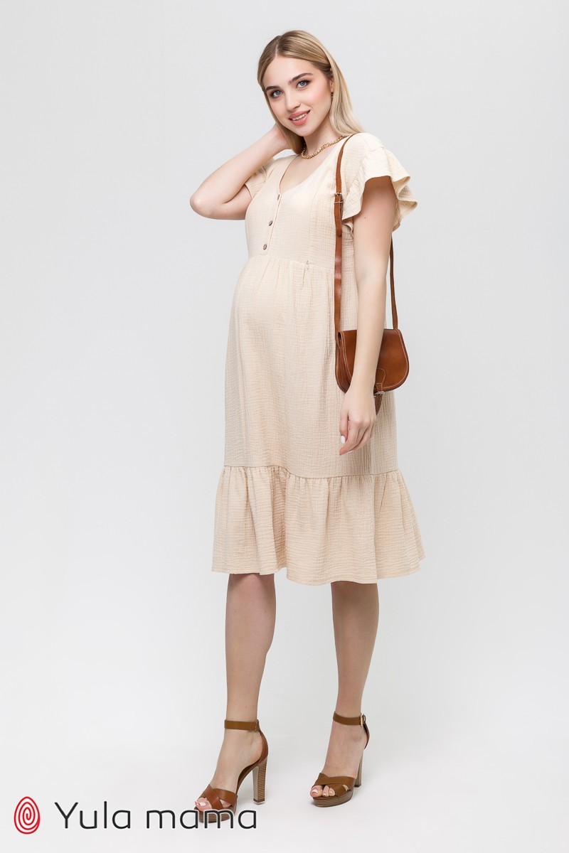 

Летнее платье для беременных и кормящих Юла Мама Felicity  крем (DR-21.142, Летнее платье для беременных и кормящих Юла Мама Felicity M крем (DR-21.142)